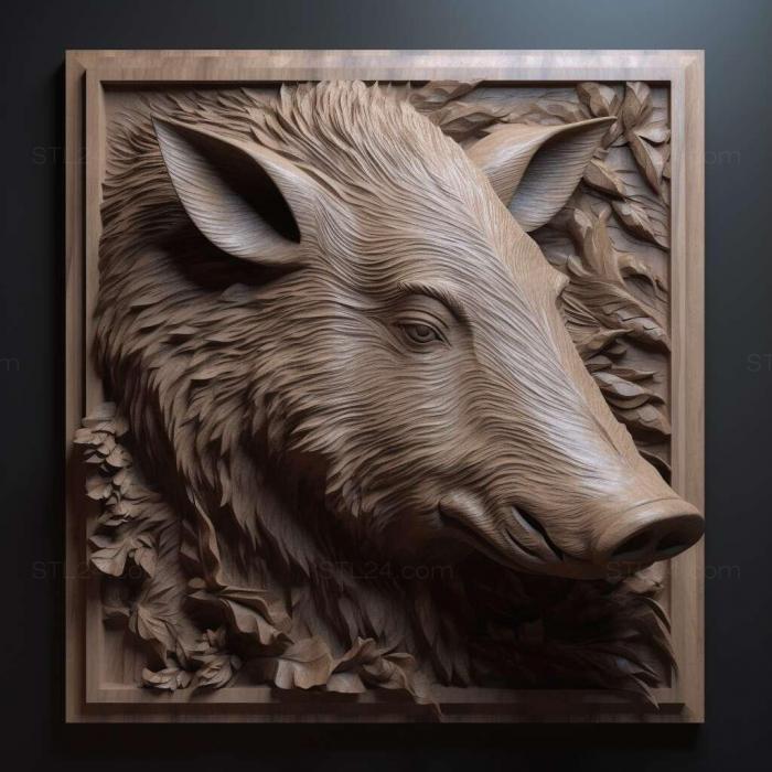 Nature and animals (wild boar 2, NATURE_1542) 3D models for cnc